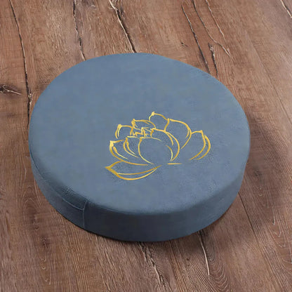 Lotus Embroidered Meditation Floor Cushions - Lake Blue / 40x6cm