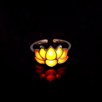 Luminous Lotus Cool Rings For Yoga And Beyond - White Steel Orange Red Light