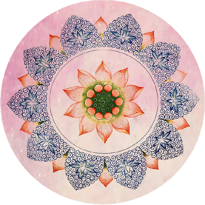 Luxury Circular Yoga Mat With Anti-Slip Suede Surface - Pink Lotus / 1400X1.5 mm