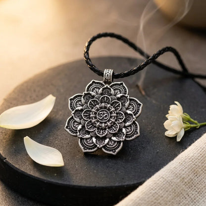 Mandala Charm Necklace Om for Daily Mindful Living