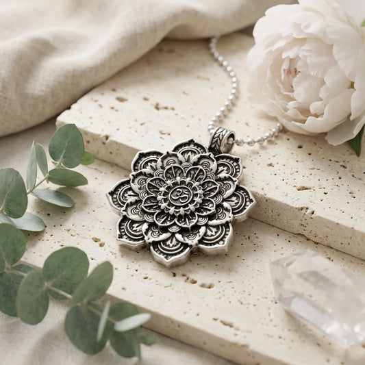Mandala Charm Necklace Om for Daily Mindful Living