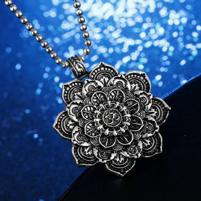 Mandala Charm Necklace Om for Daily Mindful Living - B