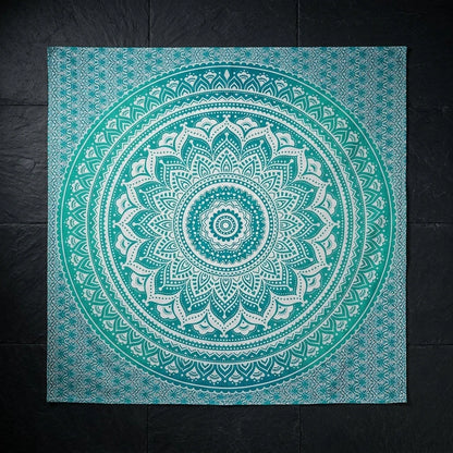 Mandala Tapestry Wall Hanging In Green And Blue