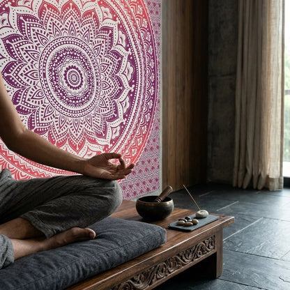 Mandala Tapestry Wall Hanging In Green And Blue