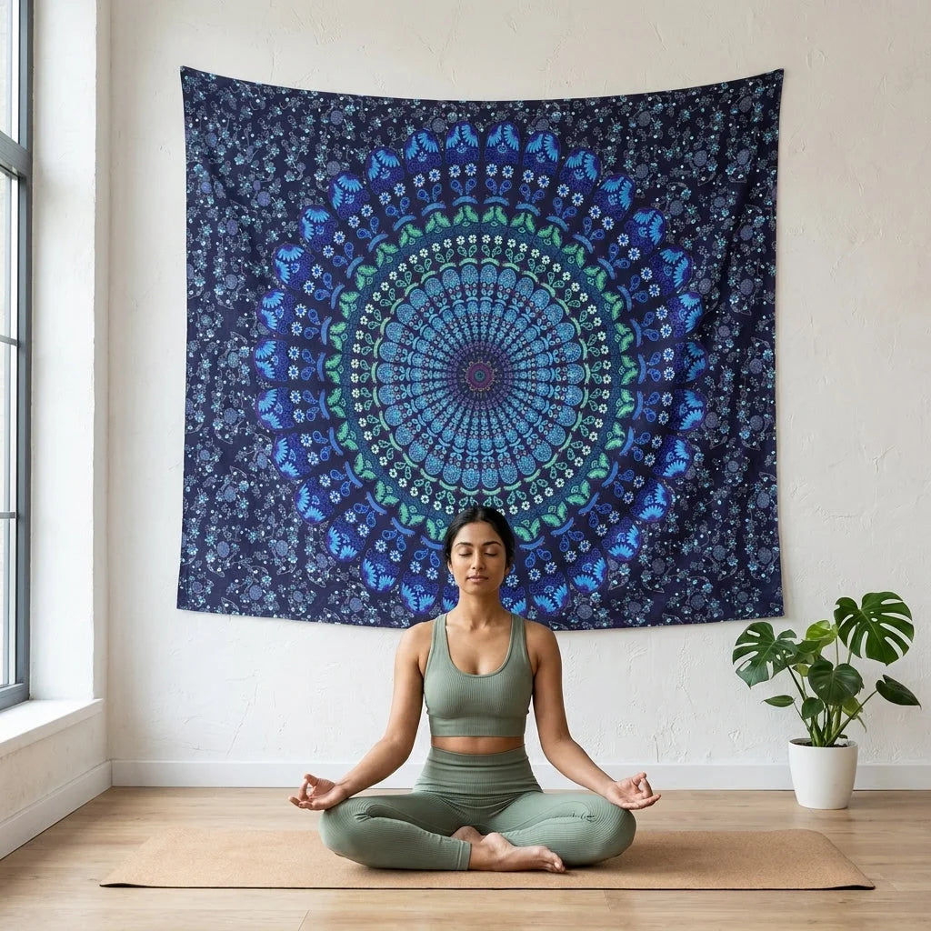 Mandala Wall Tapestry With Elephant Design