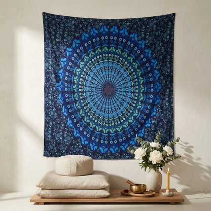 Mandala Wall Tapestry With Elephant Design