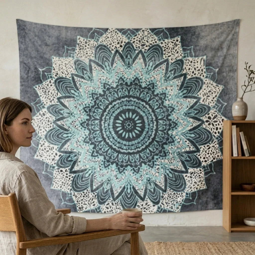 Mandala Wall Tapestry With Elephant Design