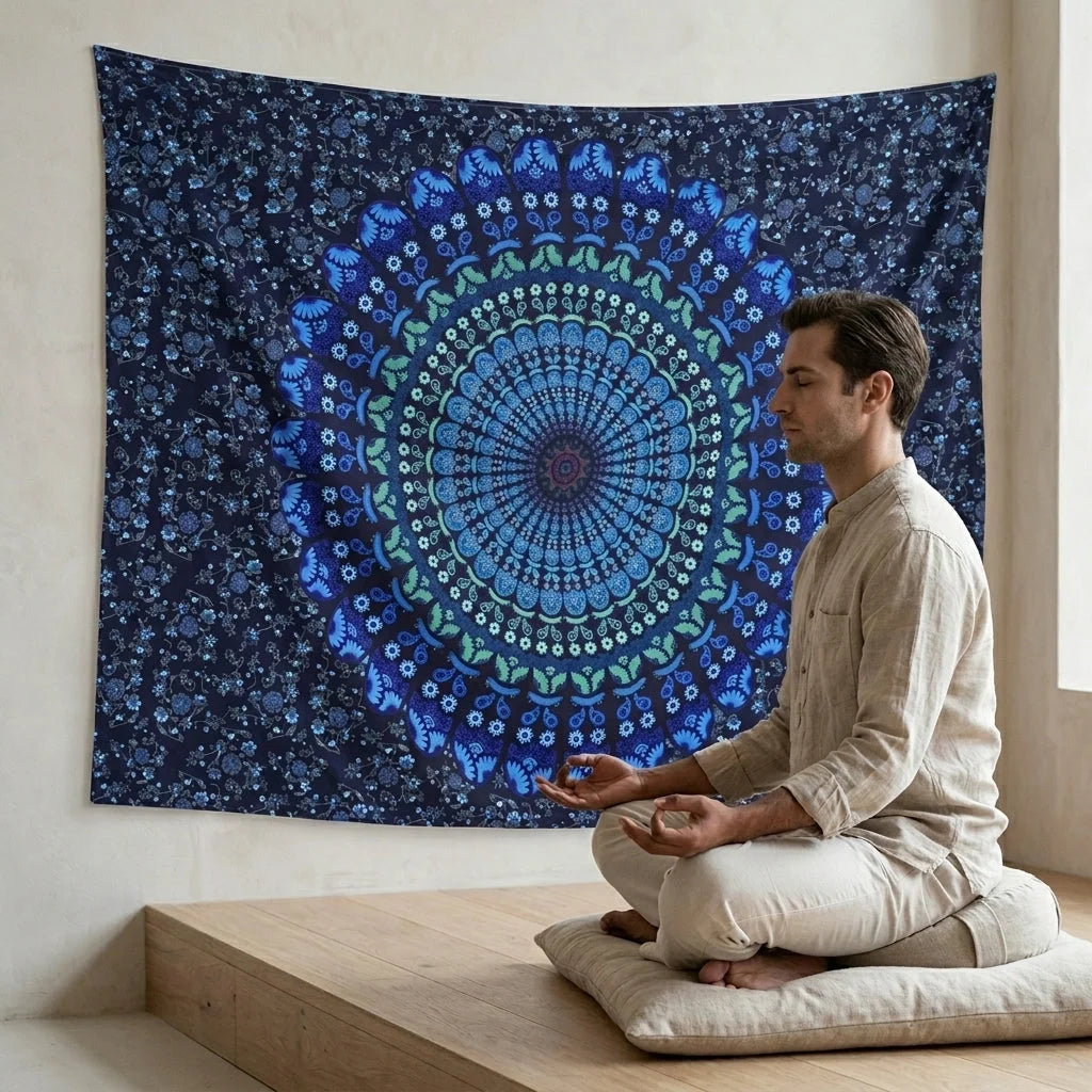 Mandala Wall Tapestry With Elephant Design