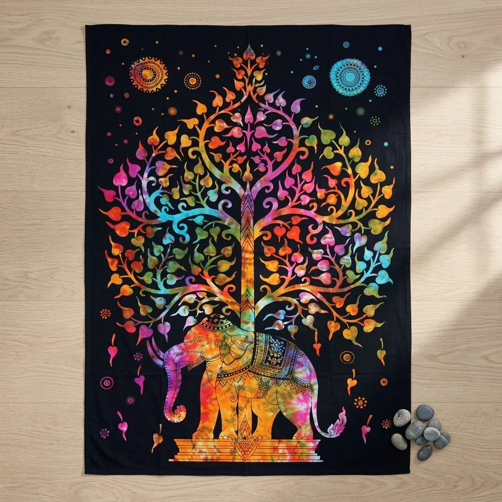 Mandala Wall Tapestry With Elephant Design