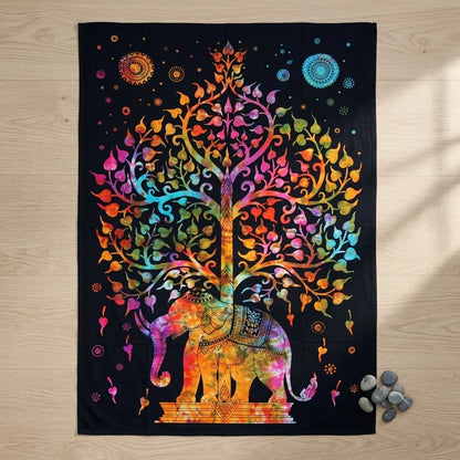 Mandala Wall Tapestry With Elephant Design