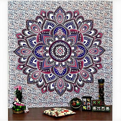 Mandala Wall Tapestry With Elephant Design - Floral / L