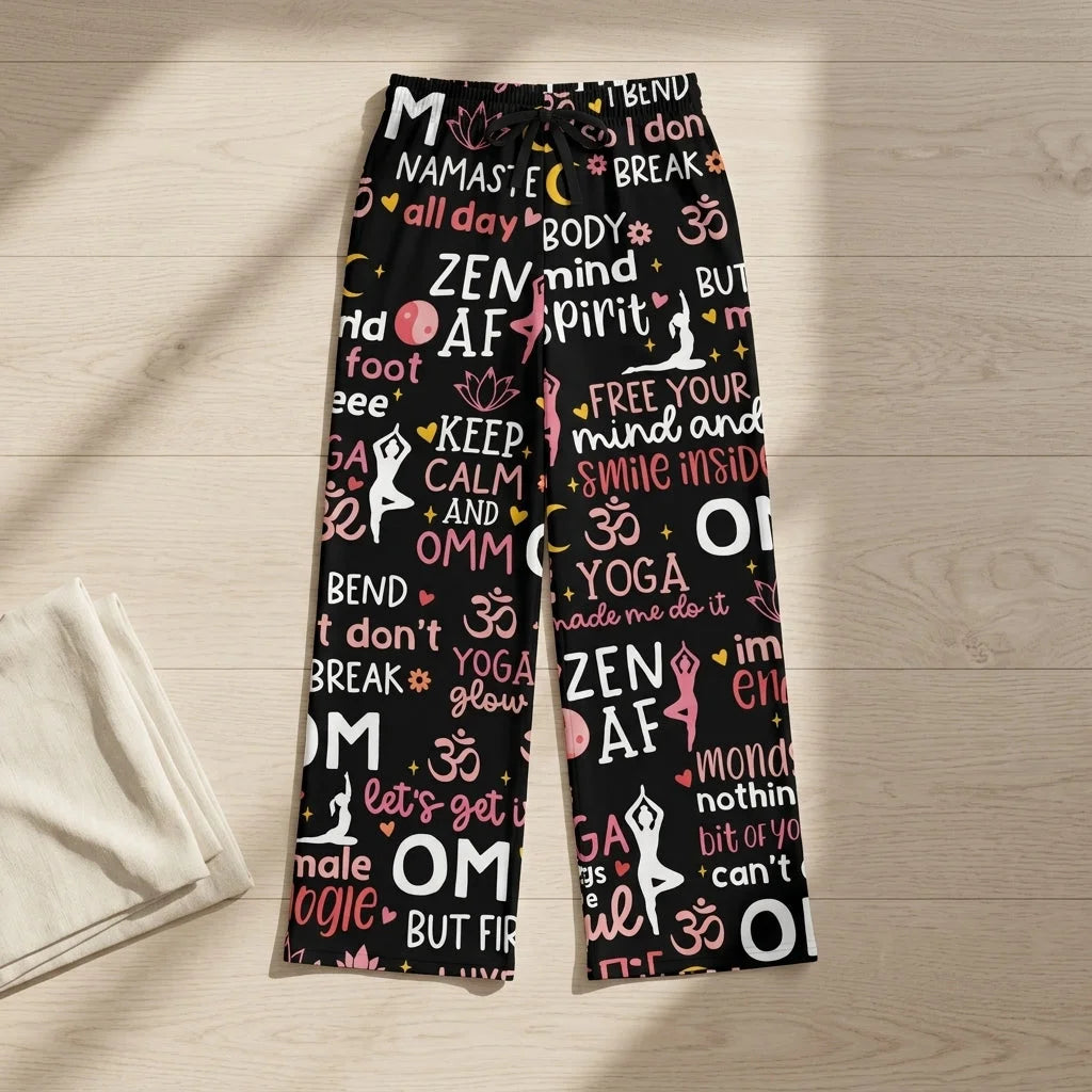 Mantra Mood Flared Jogger Pants With Yoga Quotes