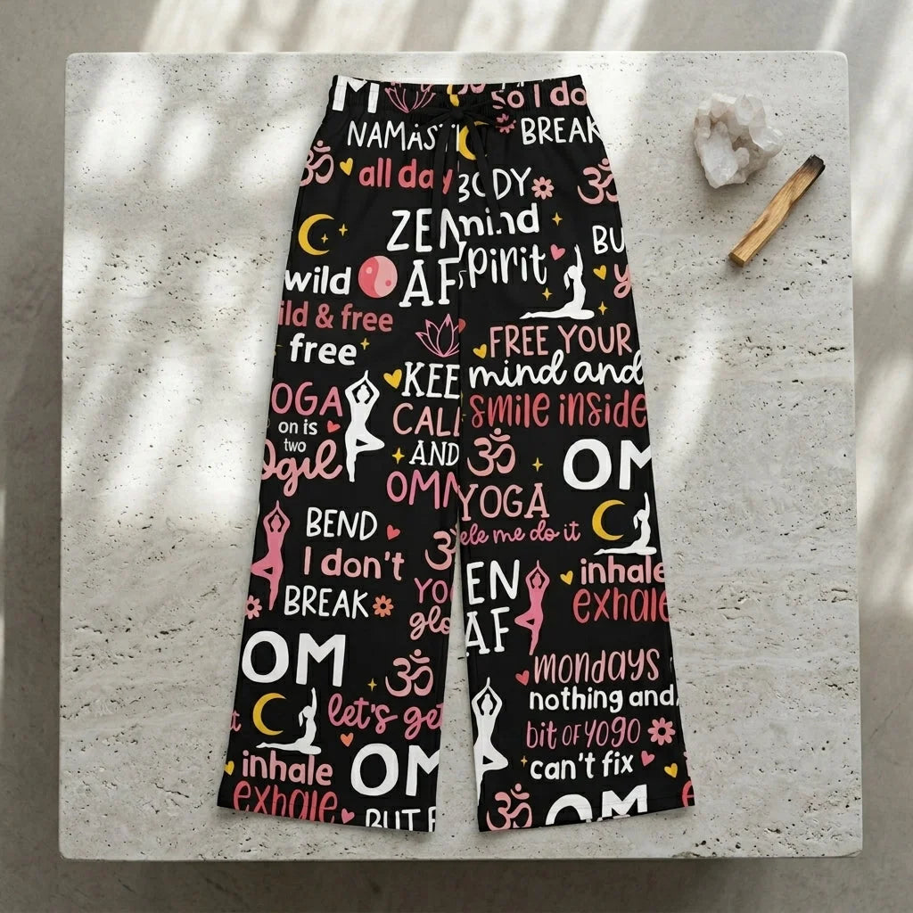 Mantra Mood Flared Jogger Pants With Yoga Quotes
