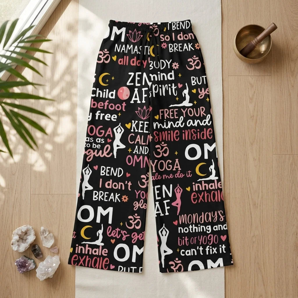 Mantra Mood Flared Jogger Pants With Yoga Quotes