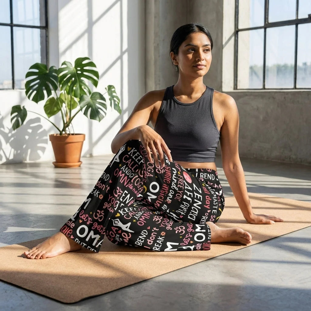 Mantra Mood Flared Jogger Pants With Yoga Quotes