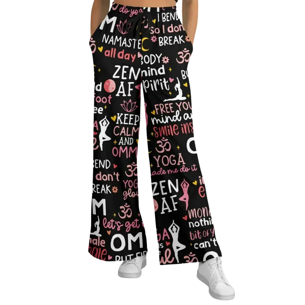 Mantra Mood Flared Jogger Pants With Yoga Quotes - XS