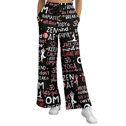 Mantra Mood Flared Jogger Pants With Yoga Quotes - XS