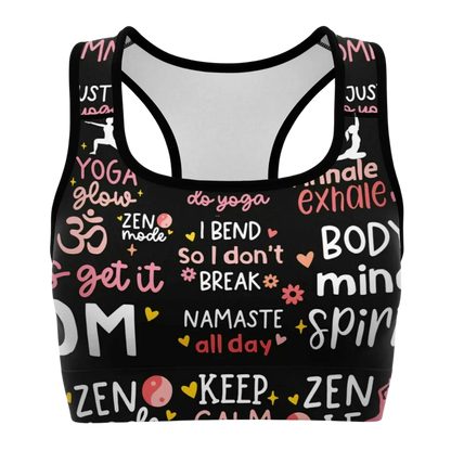 Mantra Print Yoga Bra And Pants Set