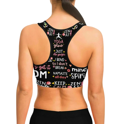 Mantra Print Yoga Bra And Pants Set