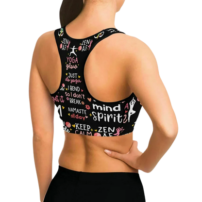 Mantra Print Yoga Bra And Pants Set