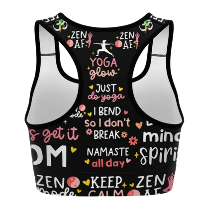 Mantra Print Yoga Bra And Pants Set