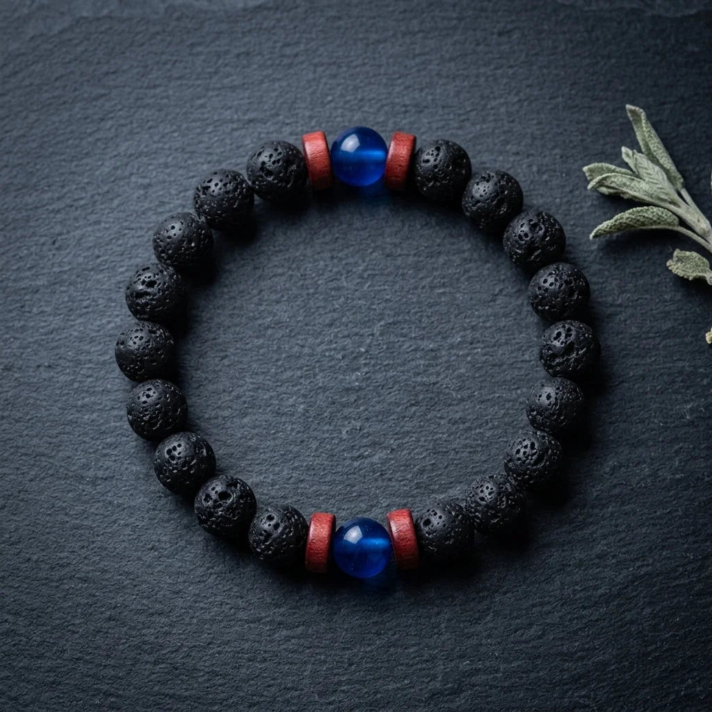 Matte Black Lava Stone Bracelet For Everyday Balance