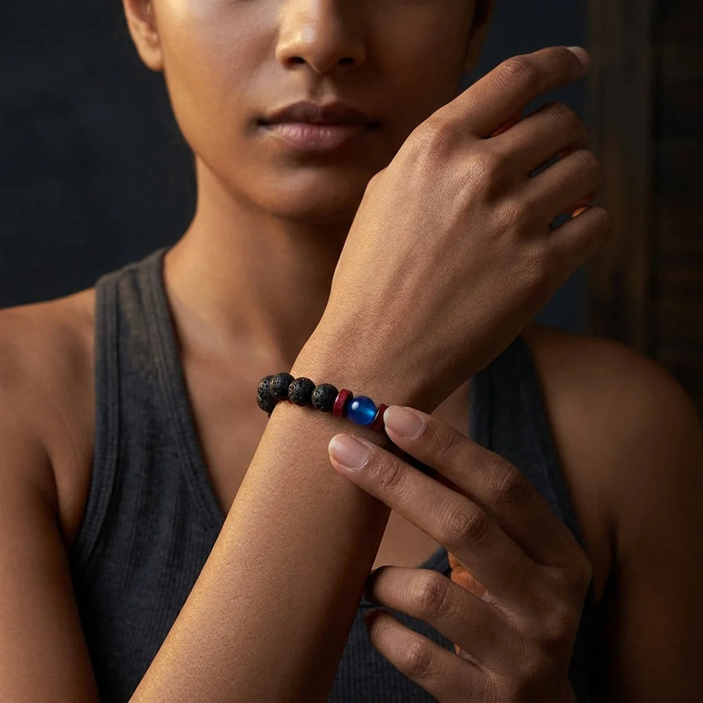 Matte Black Lava Stone Bracelet For Everyday Balance