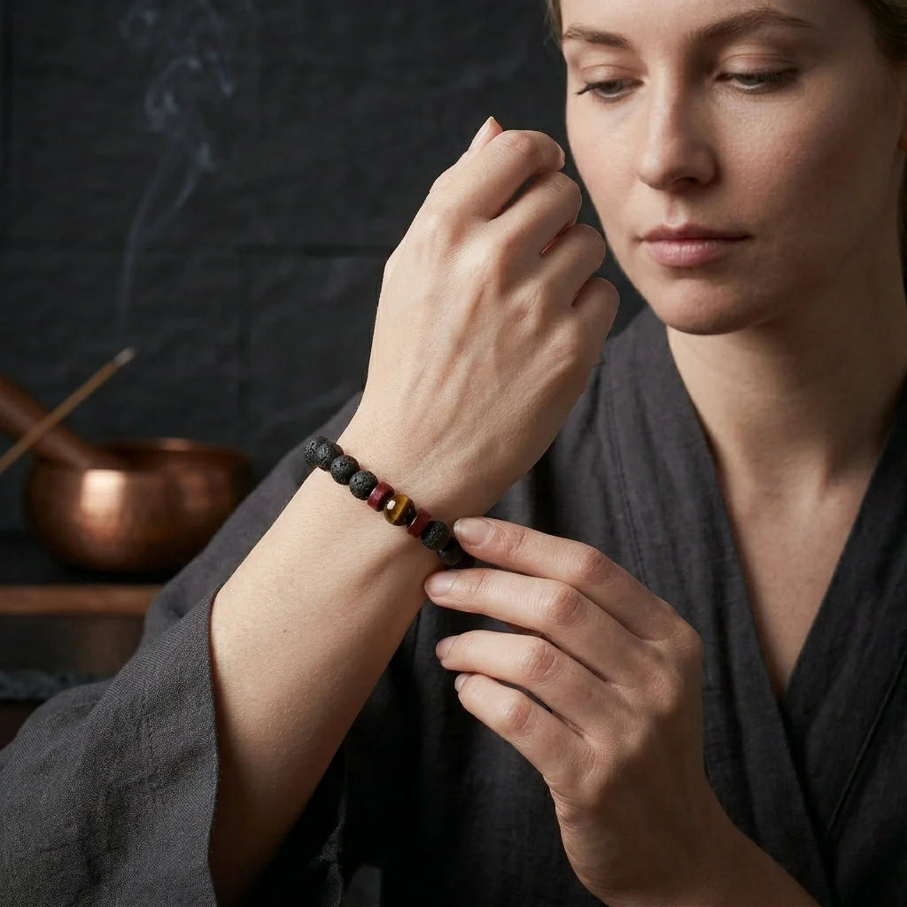 Matte Black Lava Stone Bracelet For Everyday Balance
