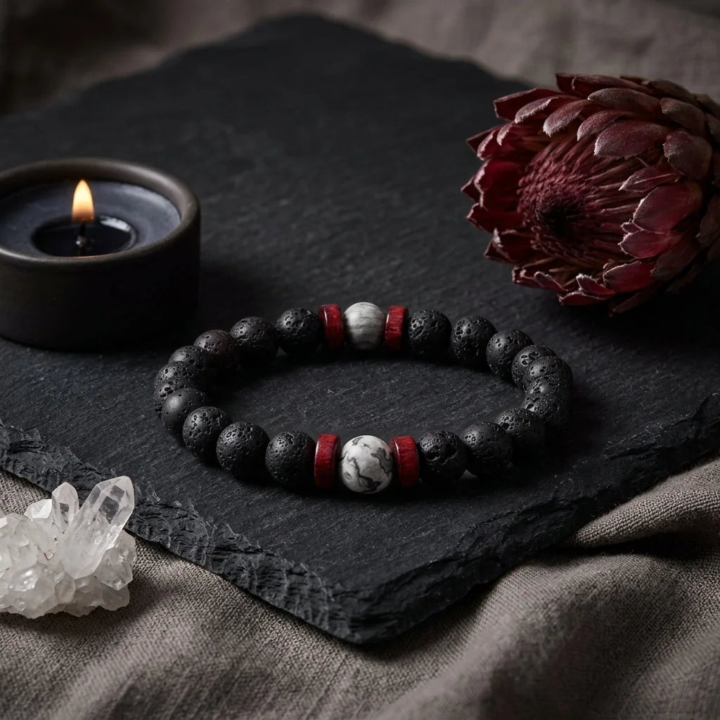 Matte Black Lava Stone Bracelet For Everyday Balance