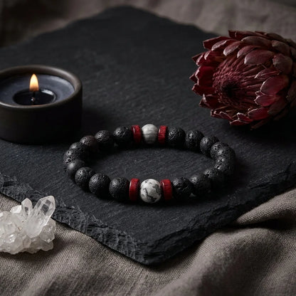 Matte Black Lava Stone Bracelet For Everyday Balance