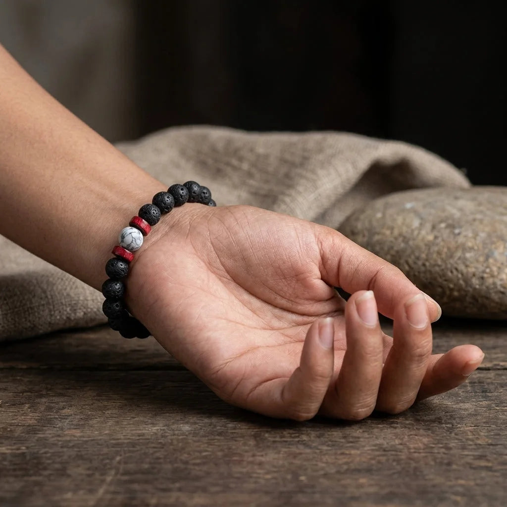 Matte Black Lava Stone Bracelet For Everyday Balance