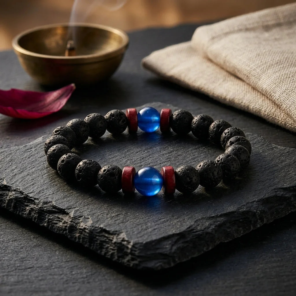 Matte Black Lava Stone Bracelet For Everyday Balance