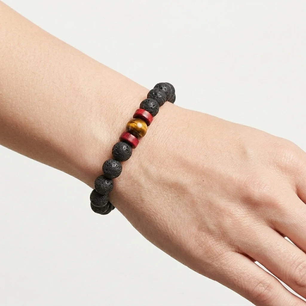 Matte Black Lava Stone Bracelet For Everyday Balance