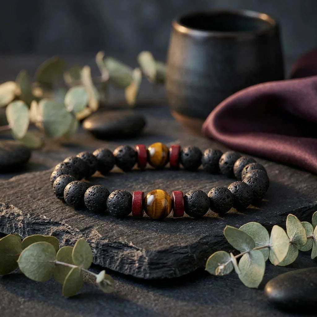 Matte Black Lava Stone Bracelet For Everyday Balance