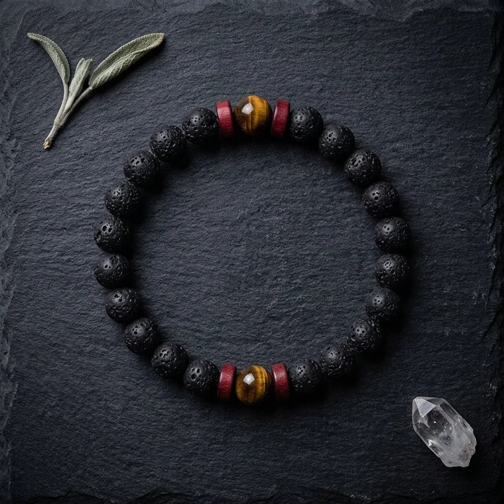 Matte Black Lava Stone Bracelet For Everyday Balance