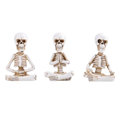 Meditative Skeleton Statue Set For Unique Decor