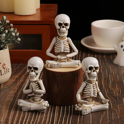 Meditative Skeleton Statue Set For Unique Decor