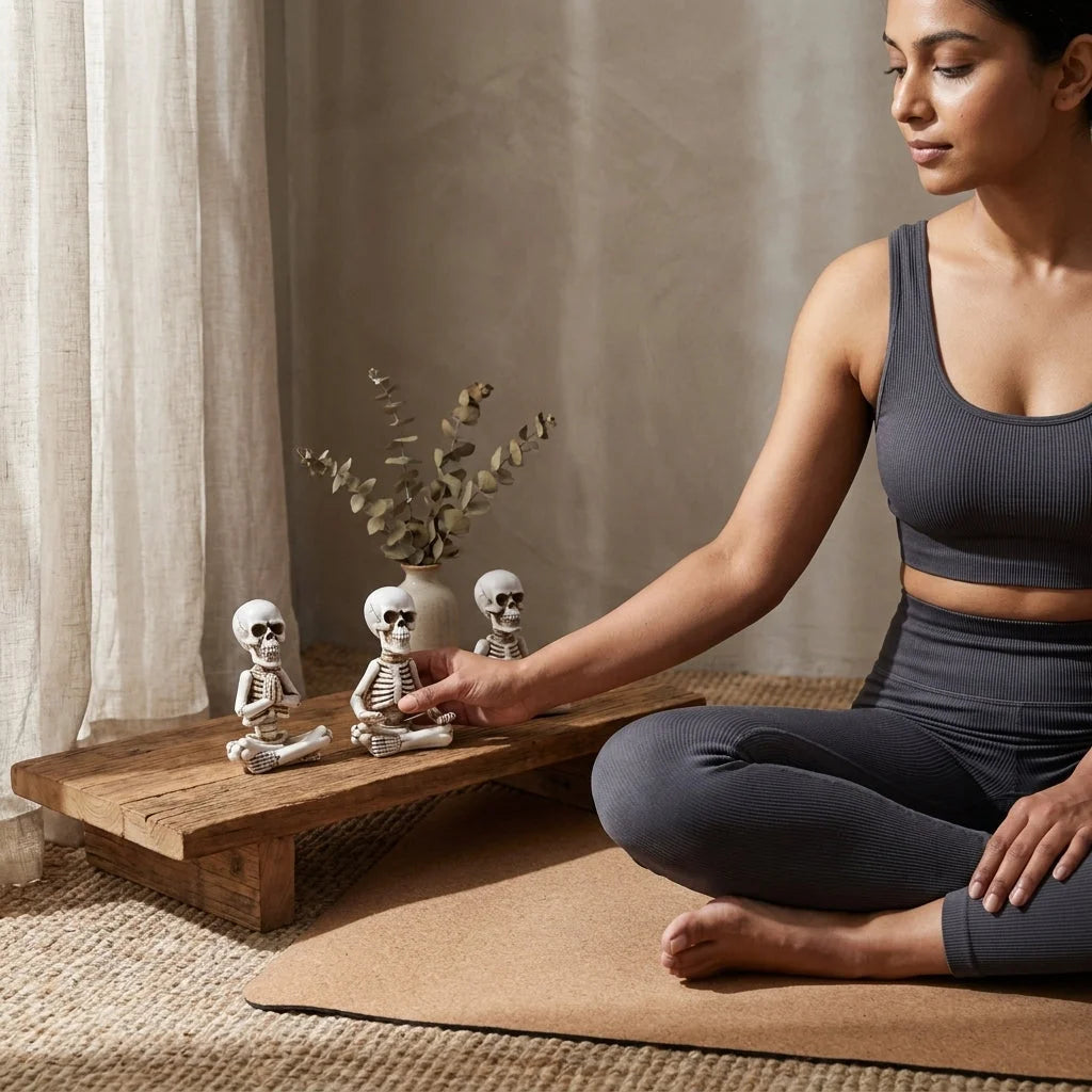 Meditative Skeleton Statue Set For Unique Decor