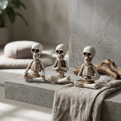 Meditative Skeleton Statue Set For Unique Decor