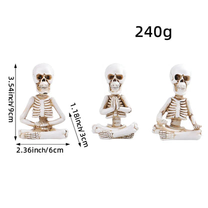 Meditative Skeleton Statue Set For Unique Decor