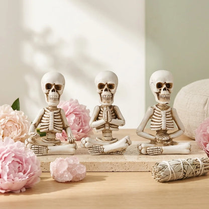 Meditative Skeleton Statue Set For Unique Decor