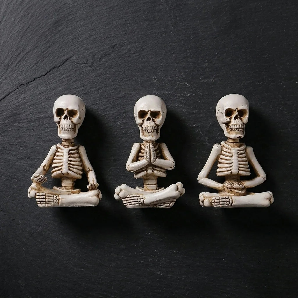 Meditative Skeleton Statue Set For Unique Decor