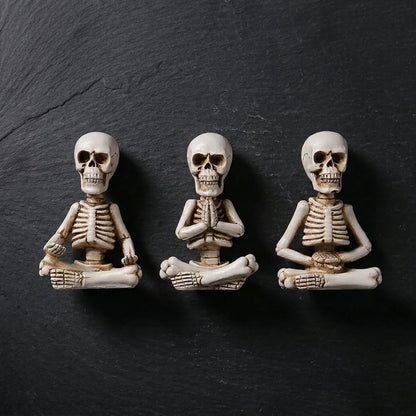Meditative Skeleton Statue Set For Unique Decor