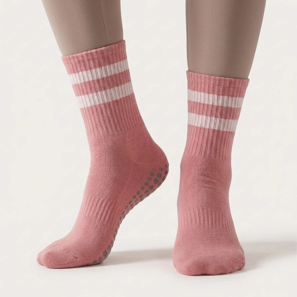 Mid Calf Grip Socks Yoga Comfort Fit For Women