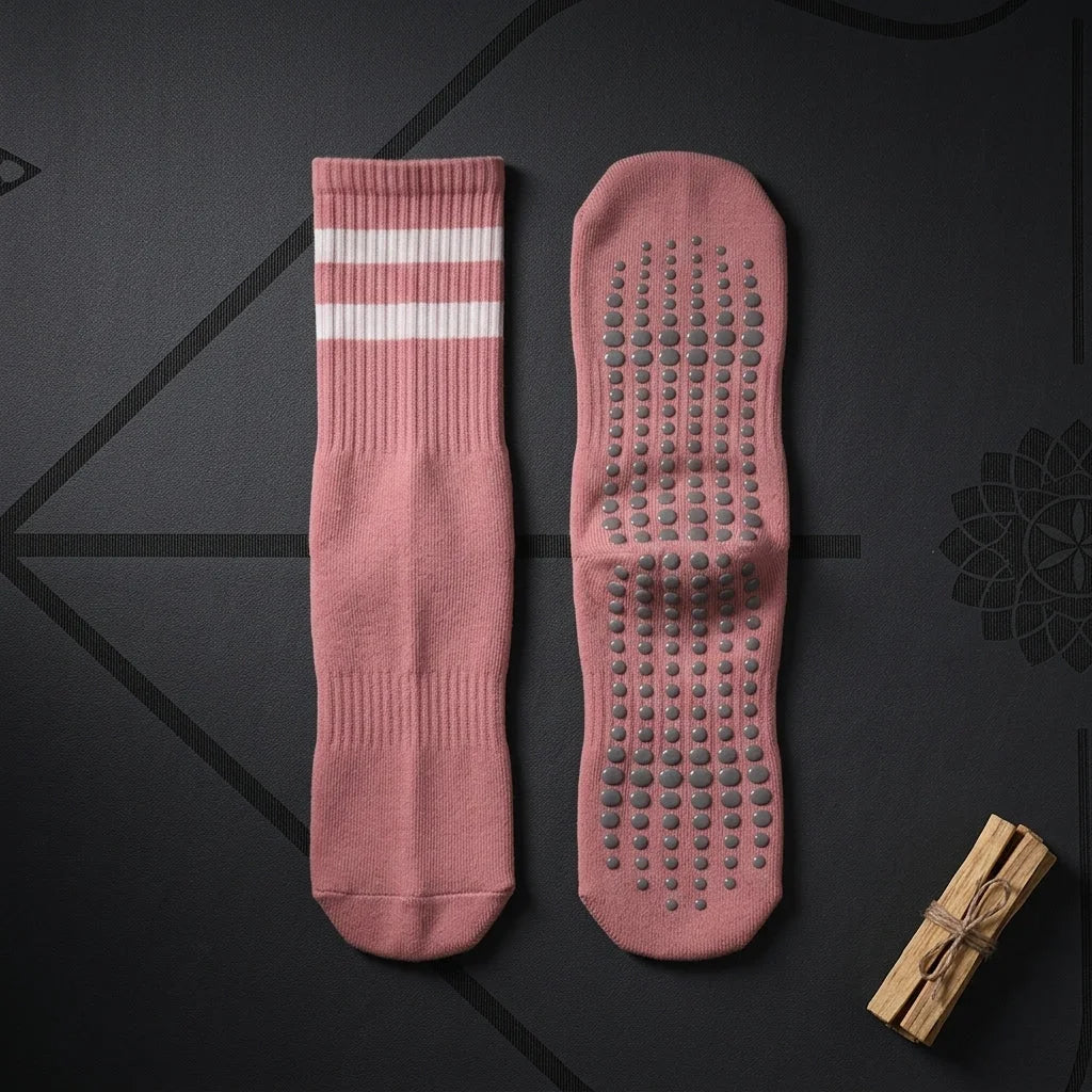 Mid Calf Grip Socks Yoga Comfort Fit For Women