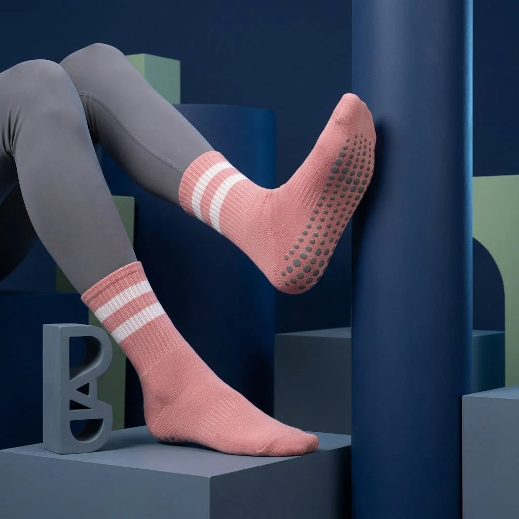 Mid Calf Grip Socks Yoga Comfort Fit For Women