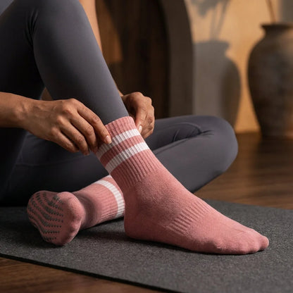 Mid Calf Grip Socks Yoga Comfort Fit For Women