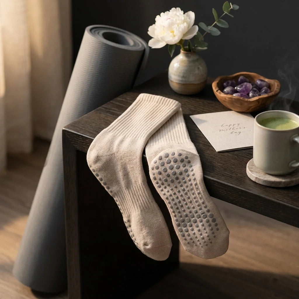 Mid Calf Grip Socks Yoga Comfort Fit For Women