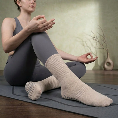 Mid Calf Grip Socks Yoga Comfort Fit For Women