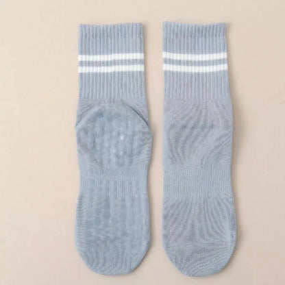 Mid Calf Grippy Socks Yoga For Year Round Comfort - Blue / one size